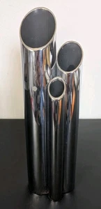 Vintage Gio Ponti Stil Modern Space Age Vase 12" polierter Stahl. - Bild 1 von 6