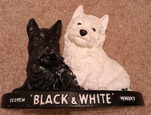 Large Vintage Black & White Whisky Bar Advertising Figure With Terrier Dogs  - Picture 1 of 5