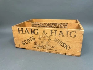 Vintage Haig & Haig Scotch Whiskey Empty Wood Crate Box Carrier Bottles - Picture 1 of 11