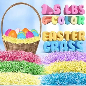 Easter Grass 1.5 Pounds Pastel Colors Easter Basket Filler Stuffers, Recyclable  - Picture 1 of 12