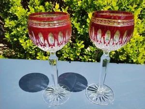 2 Waterford Crystal Clarendon Ruby Wine Glasses 7.75" - Picture 1 of 10