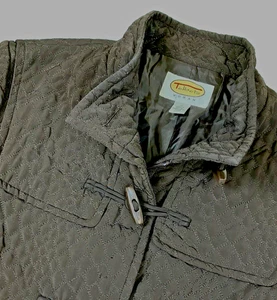 Vintage TALBOTS Women's Brown Diamond Quilted Toggle Full Zip L/S Car Coat SZ 1X - Picture 1 of 12