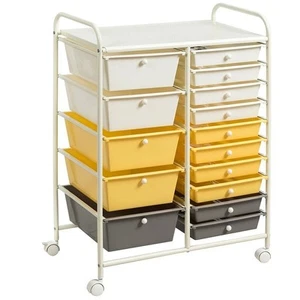 15-Drawer Storage Rolling Organizer Cart-Yellow - Color: Yellow - Picture 1 of 5