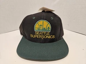 De colección Raro Nuevo Con Etiquetas NBA Seattle SuperSonics Competidor Dos Tonos Snapback Gorra Gorra Negra - Imagen 1 de 11