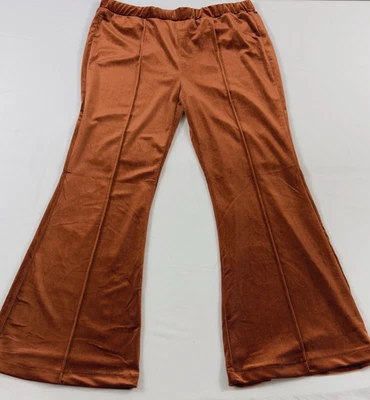 Mujer Pantalón Terciopelo Talla 2XL Cobre Elástico Cintura Acampanado Pull-on Poliéster Foto 1 de 4