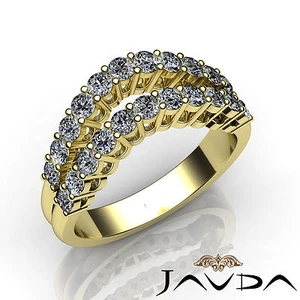 Alianza de boda doble línea media para mujer anillo redondo de diamantes oro amarillo de 18 k 1,55 quilates - Imagen 1 de 6