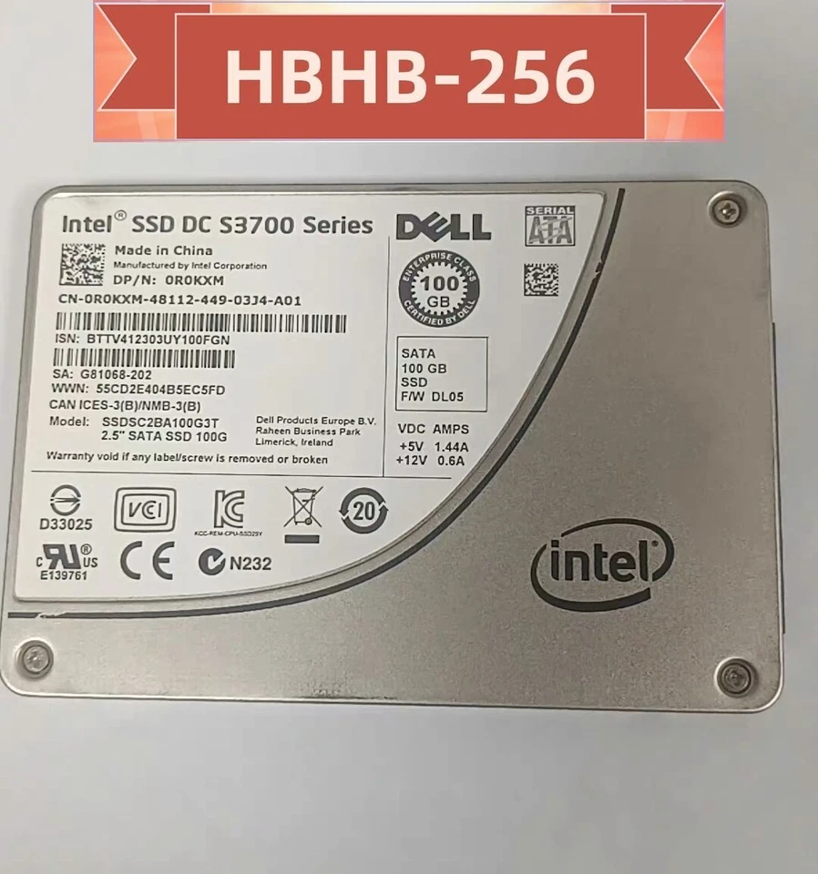 DELL Intel SSD DC S3700 Series 100GB SSDSC2BA100G3T 2.5"SATA Solid State Drive - Image 1 of 1