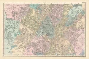 LEEDS Holbeck Wortley Headingley Brunswick Hunslet town city plan BACON 1895 map - Picture 1 of 1