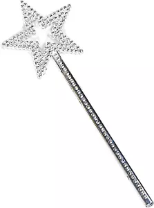 Star Wand, 13 Inches Silver Fairy Princess Angel Wand Sticks for Girls Costume B - Picture 1 of 12
