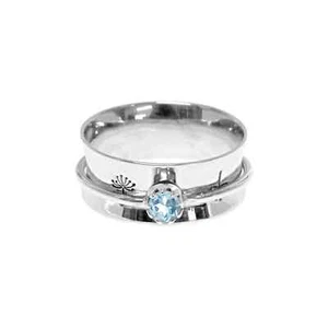 Floral Topaz Spinner Ring Sterling Silver 925 Hallmark British Made Size K - T - Picture 1 of 3