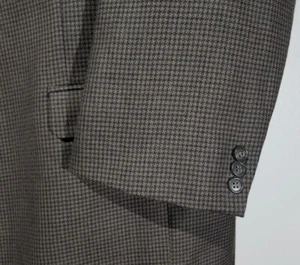 Vintage Adolfo 54R brown black tooth check Tweed WOOL sport Coat Blazer Jacket - Picture 1 of 6