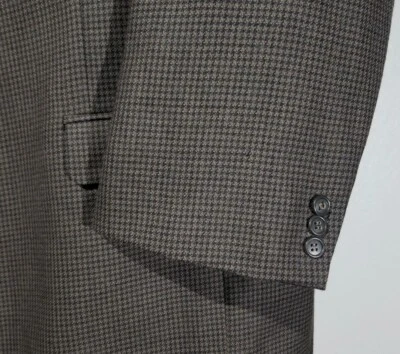 Vintage Adolfo 54R brown black tooth check Tweed WOOL sport Coat Blazer Jacket - Image 1 of 4