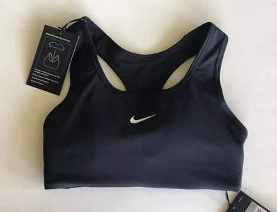 Nike Womens's XS Swoosh Medium-Support Padded Sports Bra BV3636 Black NEW - Image 1 of 4