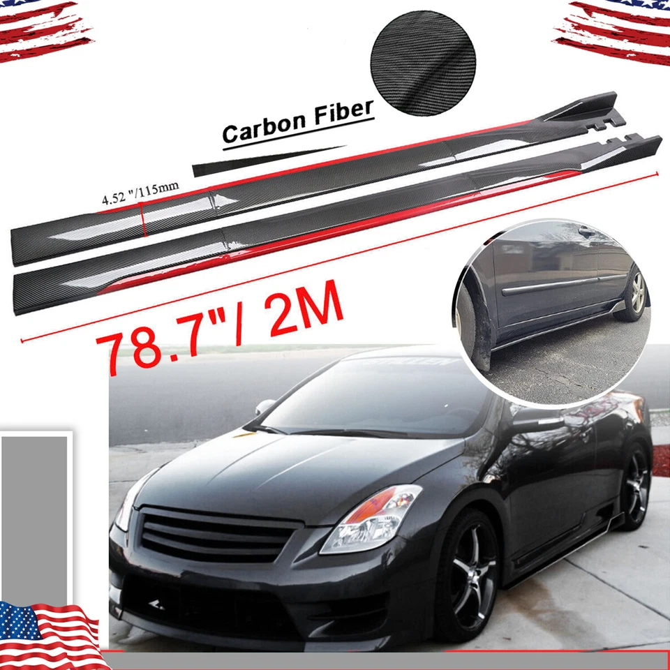 FOR NISSAN ALTIMA Carbon Fiber Look Side Skirt Extension Spoiler Splitter Q Foto 1 de 4
