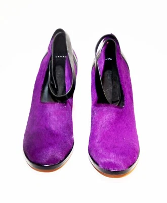 Bombas de cabelo femininas Rag & Bone exclusivas de pônei roxo, solas pretas de couro genuíno - Imagem 1 de 3