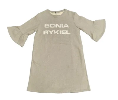 NWT NEW Sonia Rykiel girls grey sweatshirt dress with pearls logo 14y - Image 1 of 2