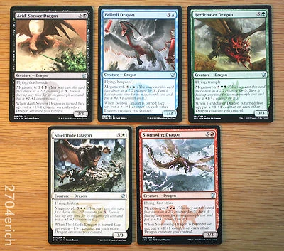Set of 5 Dragons of Tarkir Uncommon Dragon 5 Colors *NM Near Mint* (English MTG) - Image 1 of 2