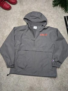 Champion Cal U University Anorak Jacket Men Large Windbreaker Gray Pullover Hood - Picture 1 of 10