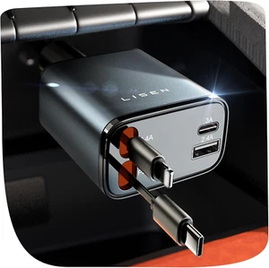69W Retractable USB-C Car Charger for iPhone 16, Fast Charging, Valentine's Gift - Picture 1 of 12