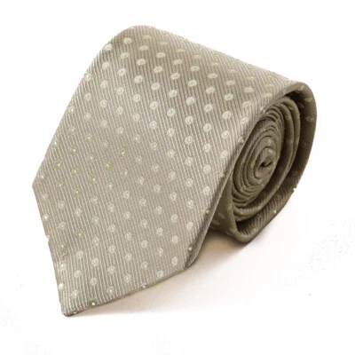 New $230 ISAIA Champagne and Light Green Jacquard Dot Silk Tie - Image 1 of 4
