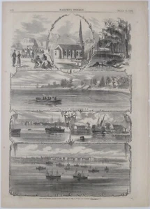 1862 Engraving Civil War Prisoner Exchange EDENTON ELIZABETH CITY North Carolina - Picture 1 of 11