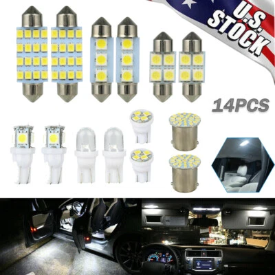 Kit de accesorios LED interiores para automóvil 14 piezas T10 36 mm mapa cúpula luces de matrícula Foto 1 de 4