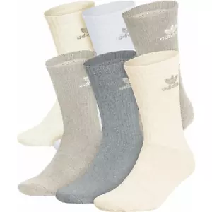 ADIDAS TREFOIL CREW HEIGHT SOCKS - 6 PAIRS Multicolored Large Men 6-12 - Picture 1 of 2