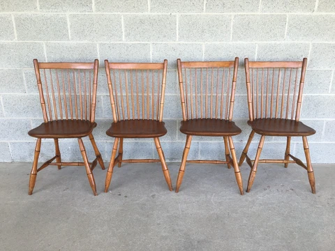 ANTIQUE PRIMITIVE EARLY 1800'S BIRDCAGE STYLE SIDE CHAIRS - SET OF 4 Cover