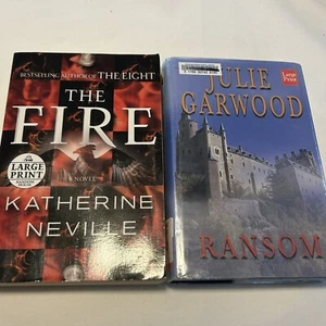 The Fire by Katherine Neville + Ransom by Julie Carwood LARGE PRINT (READ) - Picture 1 of 2
