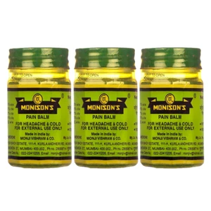 3 X Monisons Pain Balm, 100gm Apply on head, forehead, knee, joints, back - Picture 1 of 3