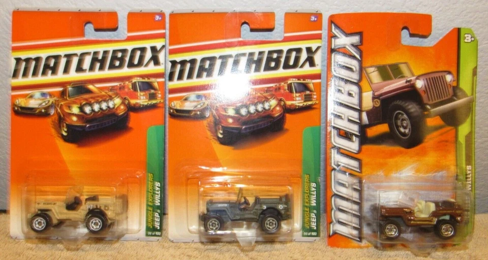 Lot of 3 diff. Matchbox Jungle Explorers Jeep Willys Diecast Cars Trucks - Image 1 of 1