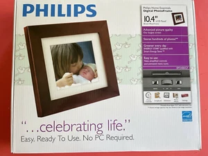 Philips Digital Photoframe 10.4" LCD Panel Brown Wood Frame SPF3400 G7 - Picture 1 of 11