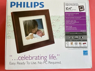 Philips Digital Photoframe 10.4" LCD Panel Brown Wood Frame SPF3400 G7 - Image 1 of 4