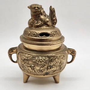 Ancient Bronze Fengshui Wealth Lion Incense Burner - Vintage - Picture 1 of 10