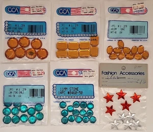 62 Acrylic Flatback Rhinestones Craft Gems Different Size, Shape, Colors - Picture 1 of 15