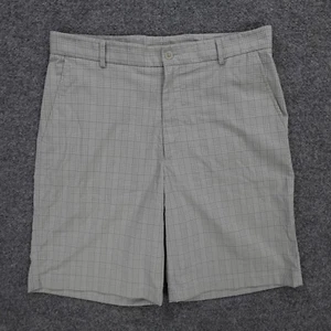 Pebble Beach Shorts Mens 34 Chino Golf Performance Deck Gray Check Lightweight - Picture 1 of 15