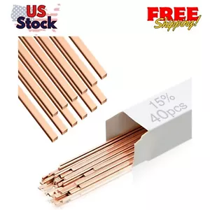40 Sticks Brazing Rods AWS Bcup-5 15% Silver Solder Phos Copper Brazing Alloys - Picture 1 of 7