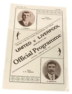 MANCHESTER UNITED V LIVERPOOL - DIV 1- 19/2/1910- OLD TRAFFORD OPENING - REPLICA - Picture 1 of 1