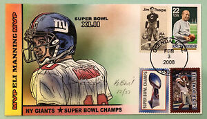 H&M Bevil 2008 Eli Manning Super Bowl XLII MVP Stamp Variety Sc 2376, 2089 w/COA