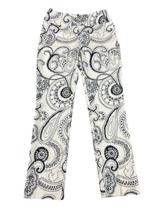Joseph Ribkoff Hose Damen 8 weiß marine Paisleymuster gerades Bein Hose - Bild 1 von 6