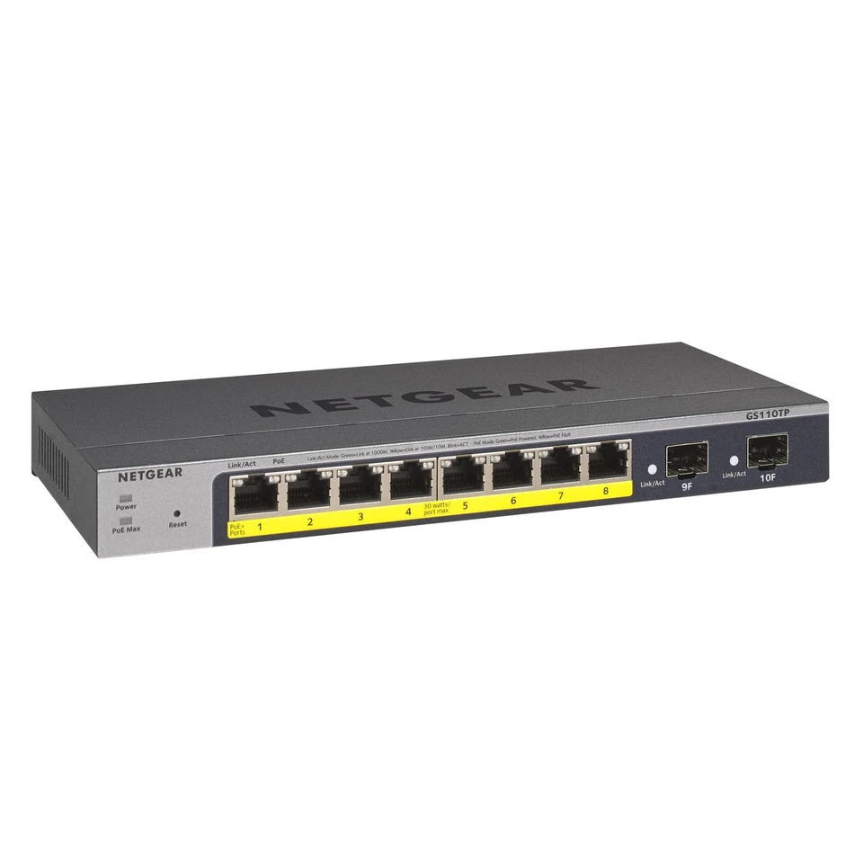 *NEW* *NEW* NETGEAR GS110TP -300NAS PoE Gigabit Smart Managed Pro Switch w/ 2... - Image 1 of 1