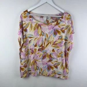 Joie 100% Linen Top Size XL Multicoloured Floral Short Sleeved Boxy - Picture 1 of 11