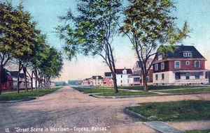 TOPEKA KS - Street Scene In Westlawn Postcard - Picture 1 of 2