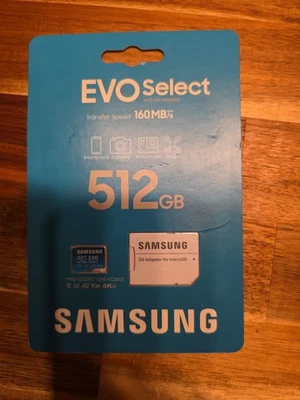 Samsung Micro SDXC EVO Select 160MB/s Flash Memory Card 512GB - Image 1 of 2