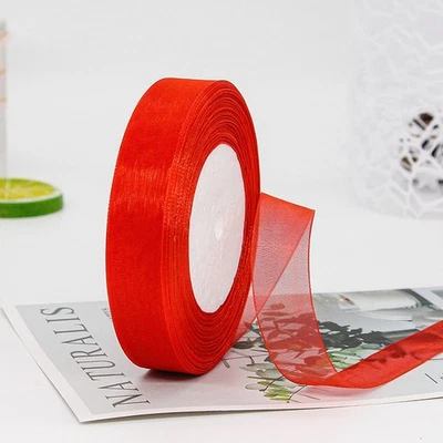 50 Yards 5/8" (15mm) Sheer Organza Shimmer Chiffon Tulle Ribbons Bows Wedding - Image 1 of 4