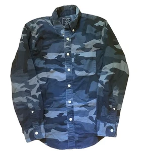 Abercrombie & Fitch Button Down Shirt Size XS Young Men Cotton Camouflage Blue - Picture 1 of 3