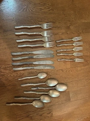 Vance Kitira Adirondack Twig Flatware 19 Pieces Bronze/ Brass Vintage - Image 1 of 4