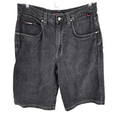 Vintage FUBU Shorts Mens 36 Black Denim Carpenter Jean Baggy Y2K 90s Streetwear - Image 1 of 4