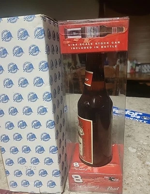 Dale Jr. #8 Budweiser 2002 Monte Carlo 1:64 scale car inside Beer Bottle - Image 1 of 3