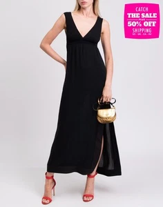 RRP€680 GENTRYPORTOFINO Midi Dress IT44 US8 UK12 L Slit Flared Made in Italy - Imagen 1 de 10